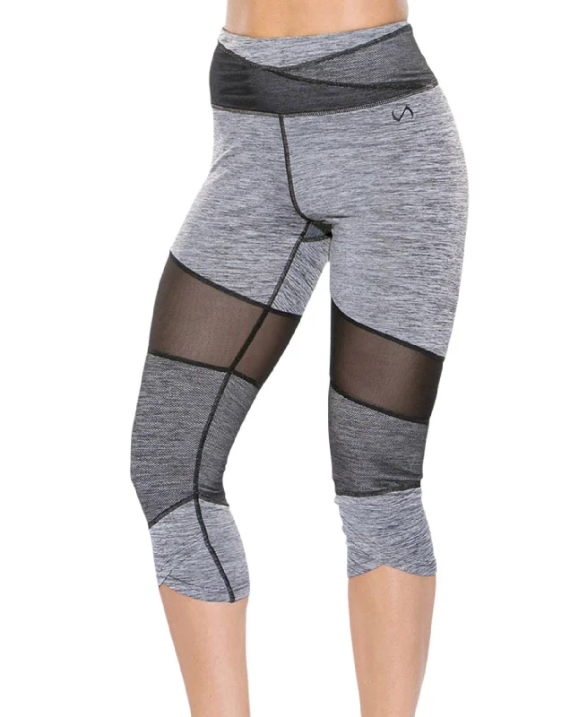 Deep Discounts TLF Apparel Muse Graphite Heather Mesh Panel Brigitte Capri