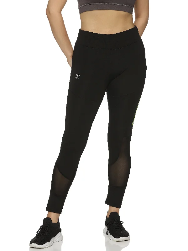 New Markdowns Women's Slim-fit Black Training Tights with Elasticated waist.