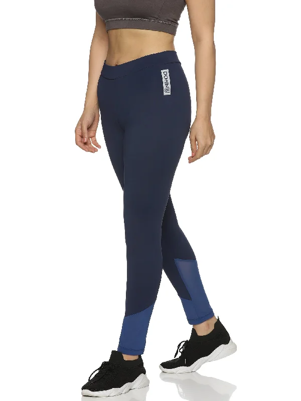 Hurry In Women's Slim-fit Blue Training Tights with Elasticated waist.